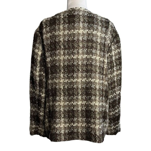 Chico's Tweed Plaid Boucle Blazer Jacket Embellished Beaded Metallic Women's XL - Picture 6 of 12